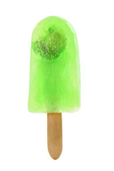 Tasty kiwi ice cream on white background