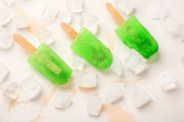 Tasty ice cream on light background