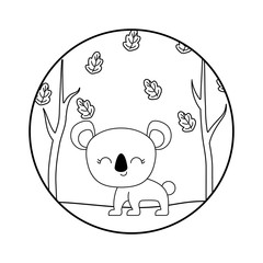 cute koala animal with forest scene