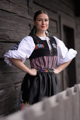 Slovak folklore. Slovakian folklore girl. 