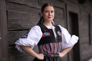 Slovak folklore. Slovakian folklore girl. 