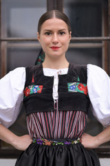 Slovak folklore. Slovakian folklore girl. 
