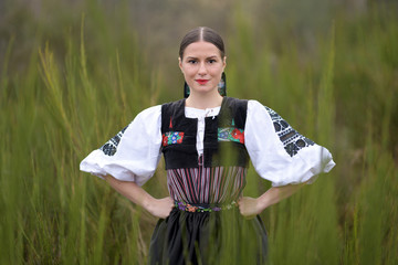 Slovak folklore. Slovakian folklore girl. 