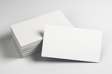 Empty white business cards on desk