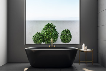Fototapeta premium Luxury bathroom interior with plants