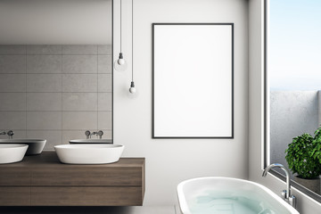 Modern bathroom interior with poster