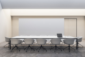 Modern white meeting room