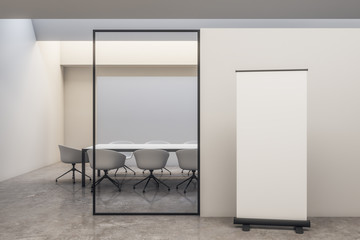 Minimalistic white meeting room