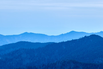 Fototapeta premium winter landscapes of Ukrainian and Romanian Carpathians ,Snow Mountain with Blue Sky