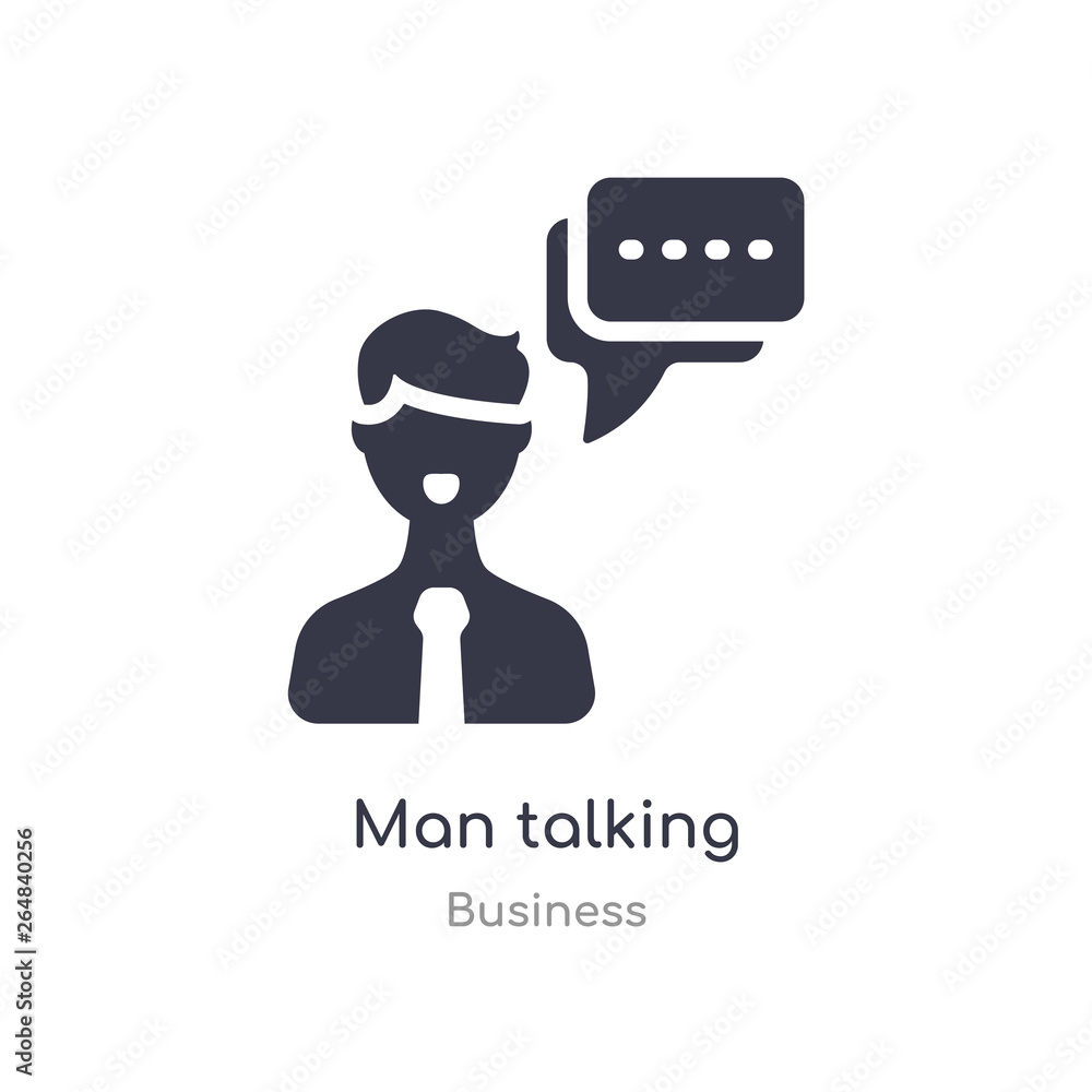 Poster man talking outline icon. isolated line vector illustration from business collection. editable thin 