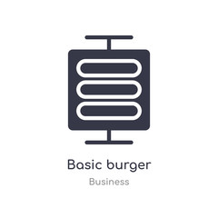 basic burger outline icon. isolated line vector illustration from business collection. editable thin stroke basic burger icon on white background