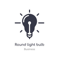 round light bulb outline icon. isolated line vector illustration from business collection. editable thin stroke round light bulb icon on white background