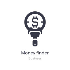 money finder outline icon. isolated line vector illustration from business collection. editable thin stroke money finder icon on white background
