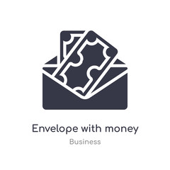 envelope with money inside outline icon. isolated line vector illustration from business collection. editable thin stroke envelope with money inside icon on white background