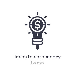 ideas to earn money outline icon. isolated line vector illustration from business collection. editable thin stroke ideas to earn money icon on white background