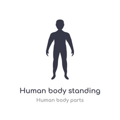human body standing black outline icon. isolated line vector illustration from human body parts collection. editable thin stroke human body standing black icon on white background