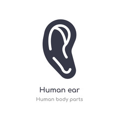 human ear outline icon. isolated line vector illustration from human body parts collection. editable thin stroke human ear icon on white background