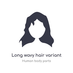 long wavy hair variant outline icon. isolated line vector illustration from human body parts collection. editable thin stroke long wavy hair variant icon on white background