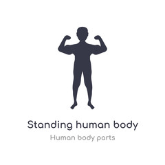 Fototapeta na wymiar standing human body outline icon. isolated line vector illustration from human body parts collection. editable thin stroke standing human body icon on white background