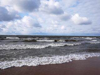 Rough sea. The Gulf of Finland storm during a strong wind. Details and close-up.