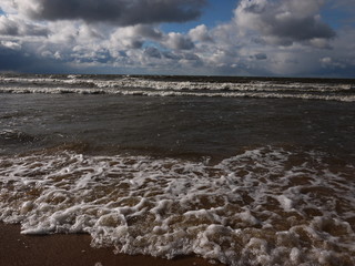 Rough sea. The Gulf of Finland storm during a strong wind. Details and close-up.