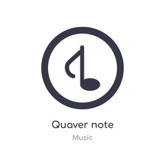 quaver note outline icon. isolated line vector illustration from music collection. editable thin stroke quaver note icon on white background