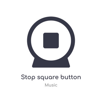 stop square button outline icon. isolated line vector illustration from music collection. editable thin stroke stop square button icon on white background