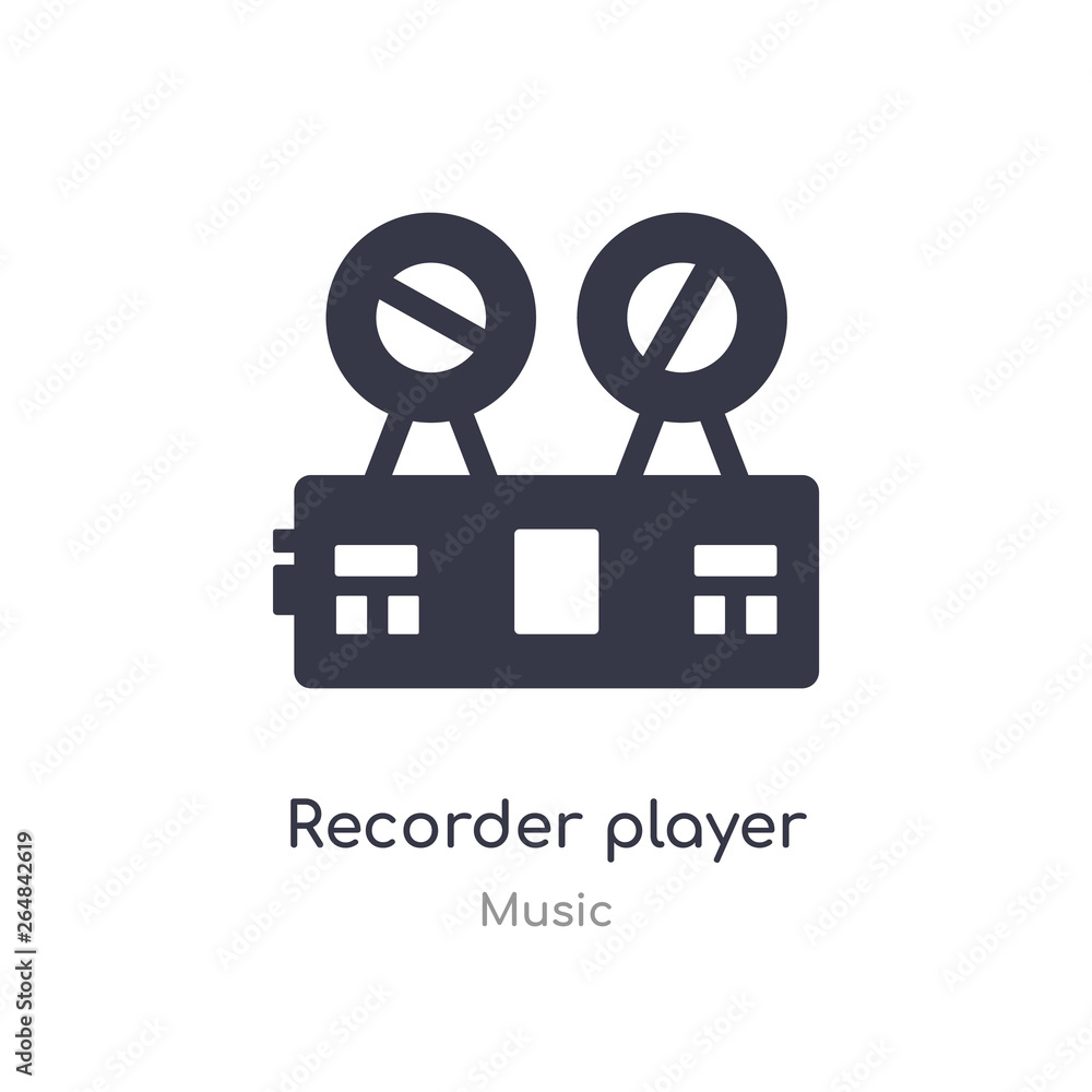 Poster recorder player outline icon. isolated line vector illustration from music collection. editable thin