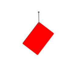 empty red sign  tag on white background.
