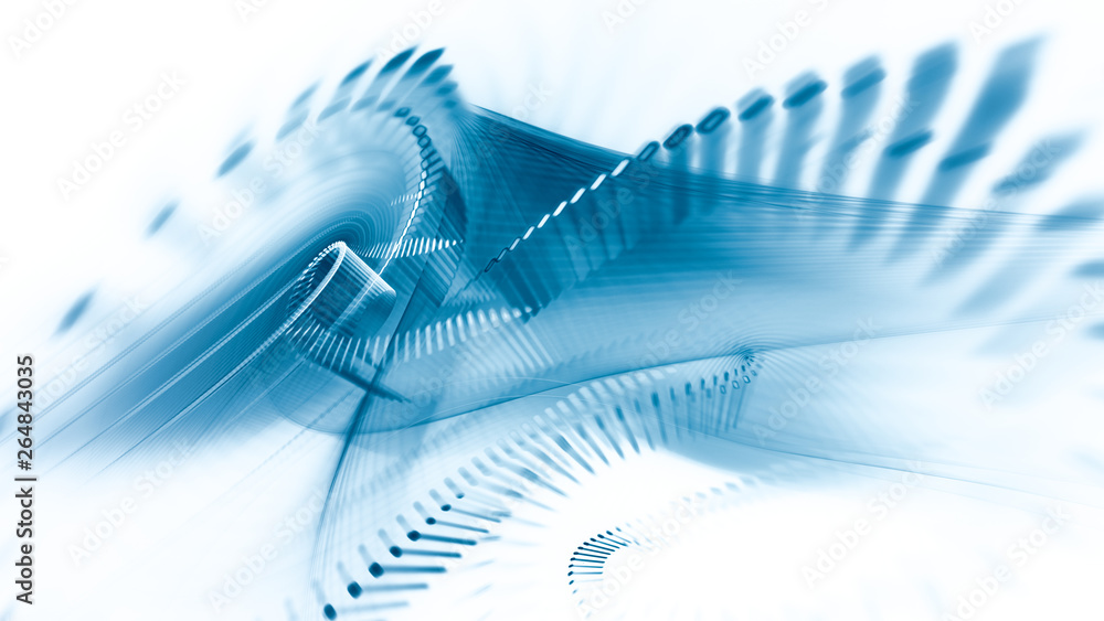 Fototapete Abstract background. 3d illustration. Fractal graphics composition of dots, waves and rays of light.