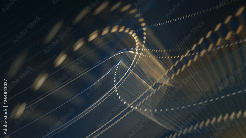 Poster abstract background. 3d illustration. fractal graphics composition of dots, waves and rays of light.