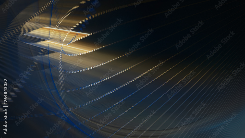 Fototapete abstract background. 3d illustration. fractal graphics composition of dots, waves and rays of light.