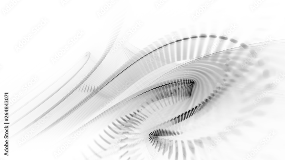 Fototapete Abstract background. 3d illustration. Fractal graphics composition of dots, waves and rays of light.