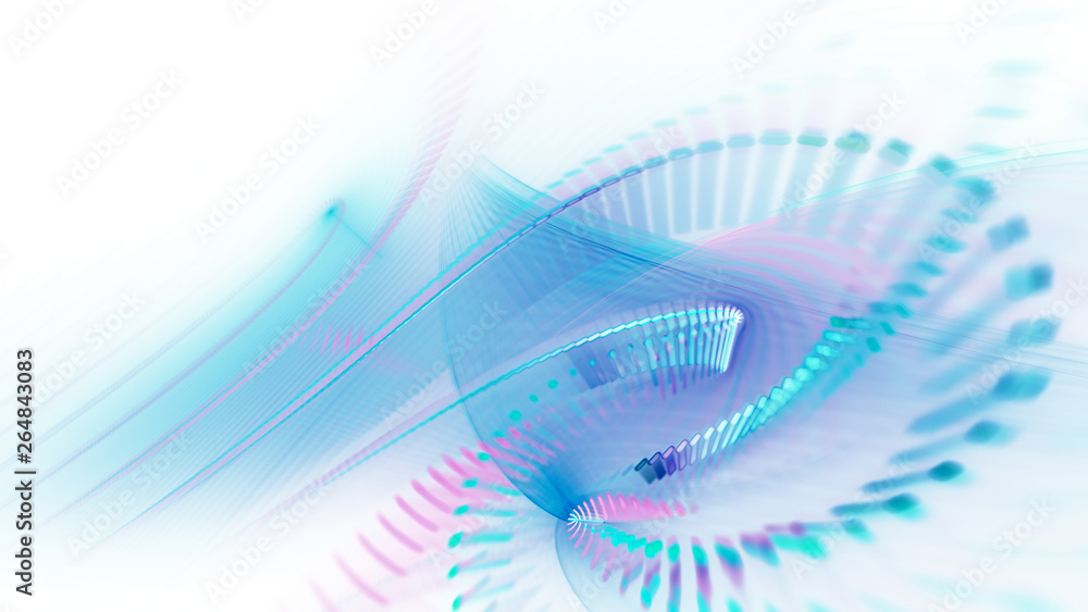 Fototapete Abstract background. 3d illustration. Fractal graphics composition of dots, waves and rays of light.