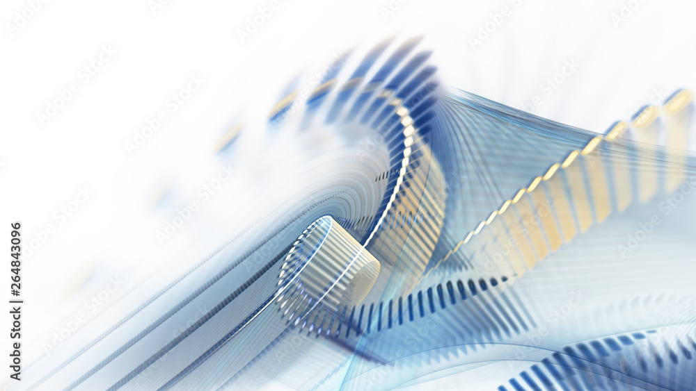 Fototapete abstract background. 3d illustration. fractal graphics composition of dots, waves and rays of light.