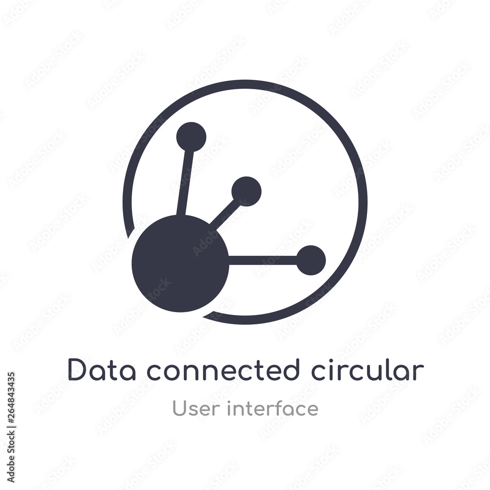 Poster data connected circular interface outline icon. isolated line vector illustration from user interfac