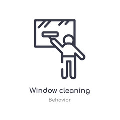 window cleaning outline icon. isolated line vector illustration from behavior collection. editable thin stroke window cleaning icon on white background