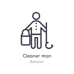 cleaner man outline icon. isolated line vector illustration from behavior collection. editable thin stroke cleaner man icon on white background