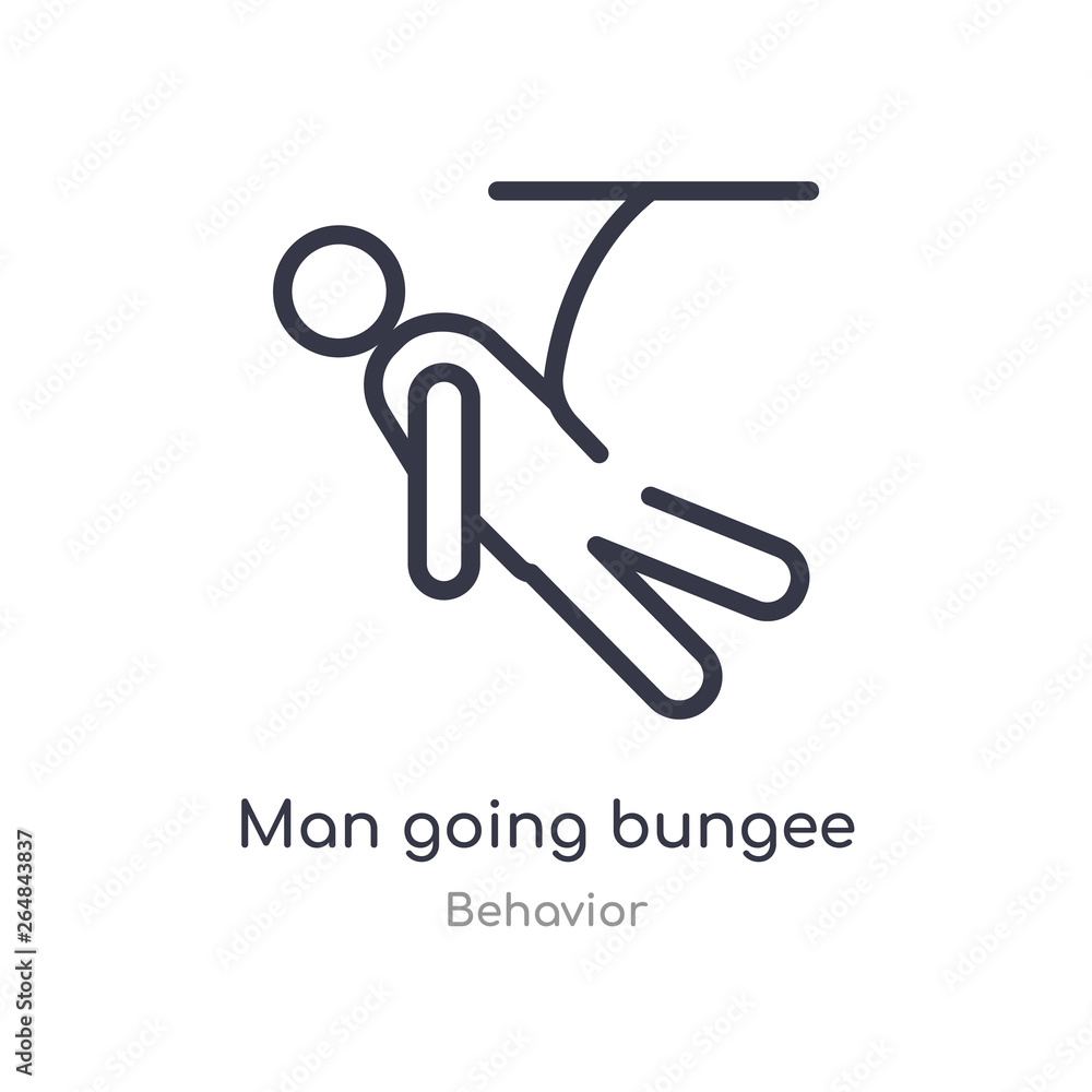 Poster man going bungee jumping outline icon. isolated line vector illustration from behavior collection. e