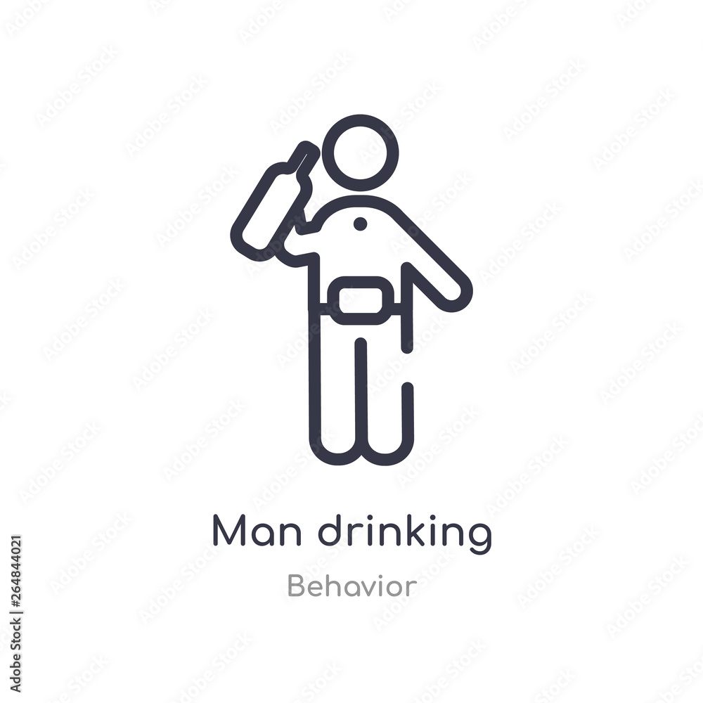 Poster man drinking outline icon. isolated line vector illustration from behavior collection. editable thin