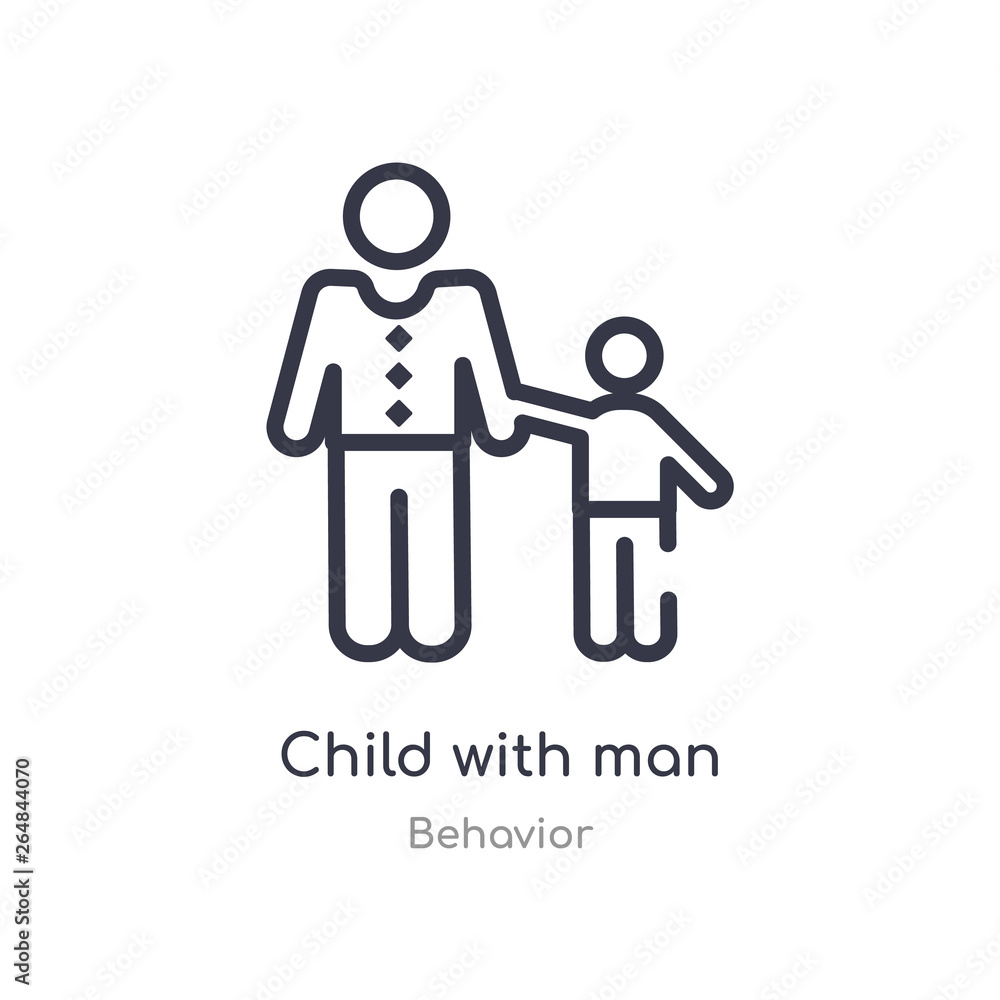 Poster child with man outline icon. isolated line vector illustration from behavior collection. editable th