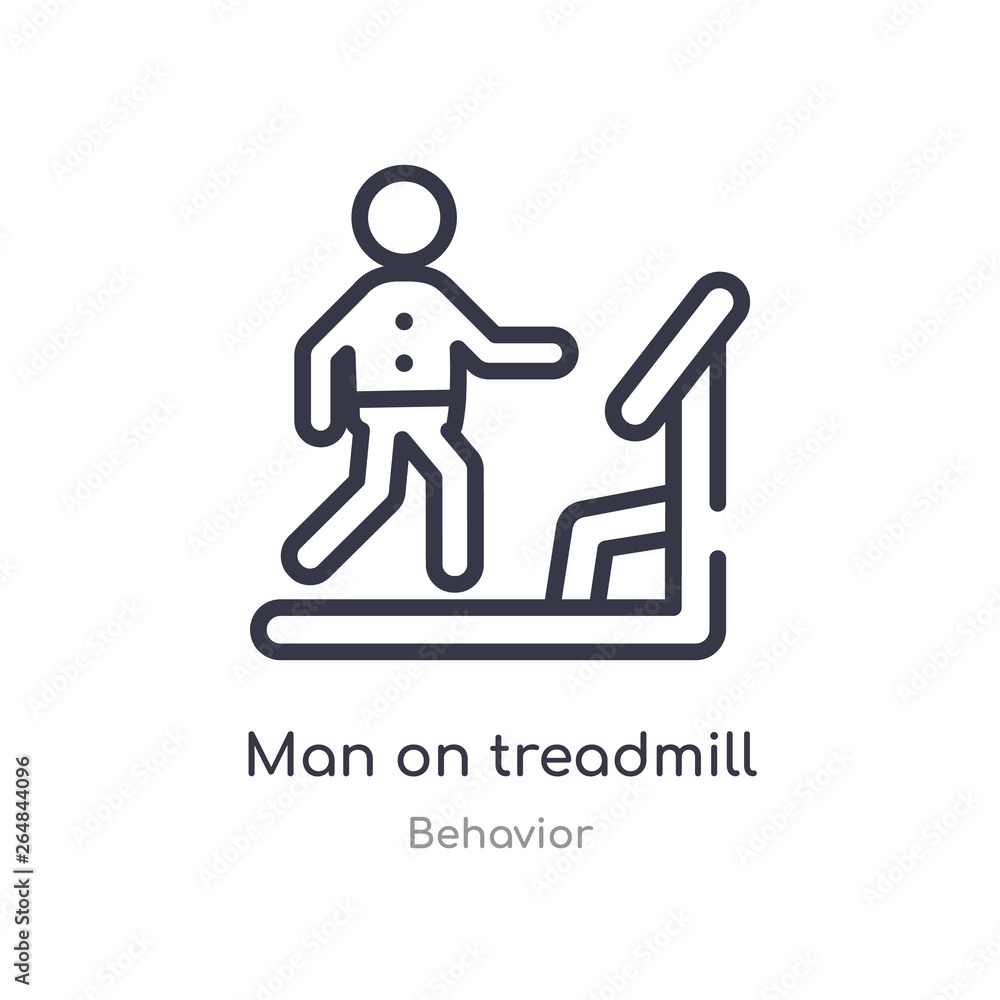 Poster man on treadmill outline icon. isolated line vector illustration from behavior collection. editable 