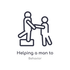 helping a man to climb outline icon. isolated line vector illustration from behavior collection. editable thin stroke helping a man to climb icon on white background
