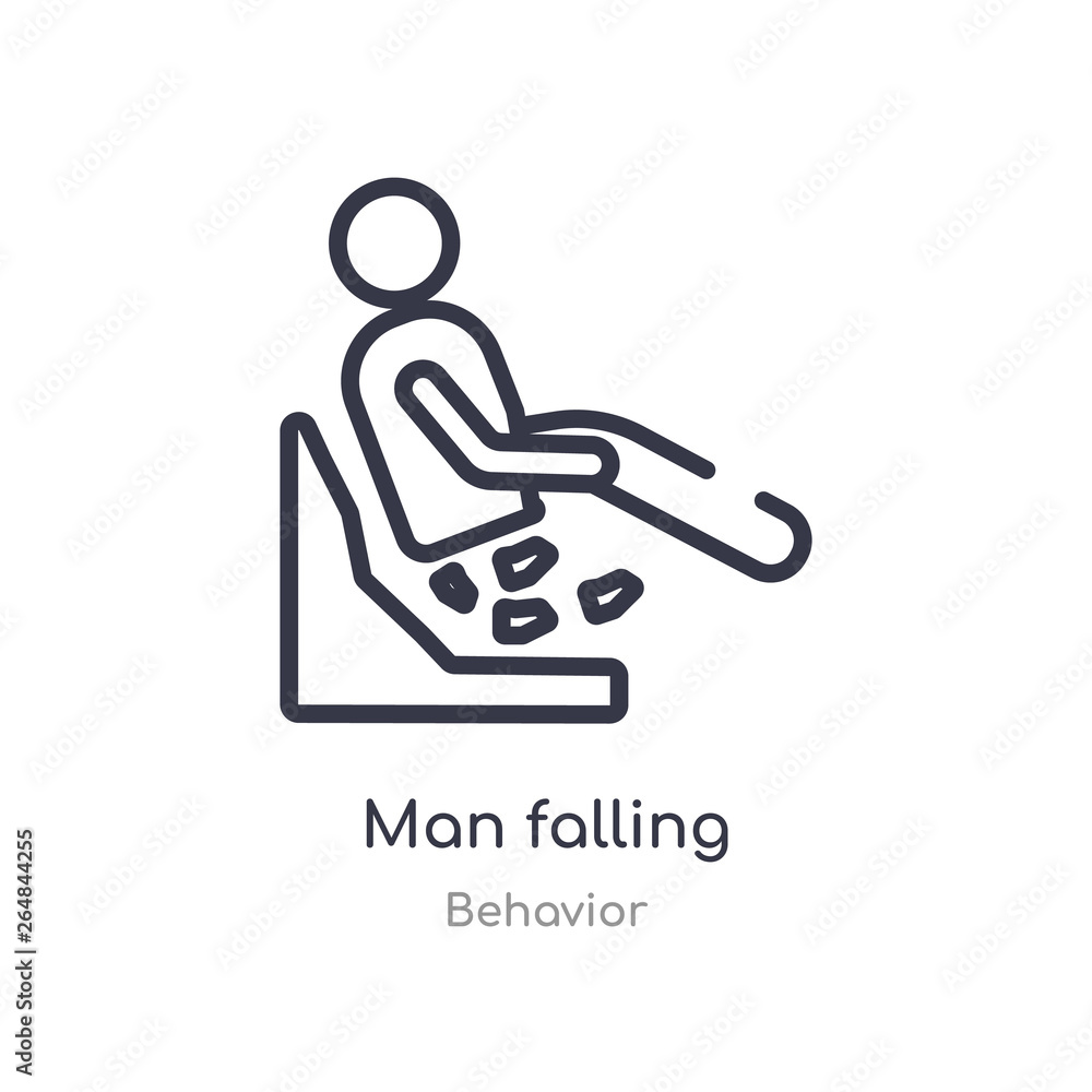 Poster man falling outline icon. isolated line vector illustration from behavior collection. editable thin 