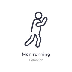 man running outline icon. isolated line vector illustration from behavior collection. editable thin stroke man running icon on white background