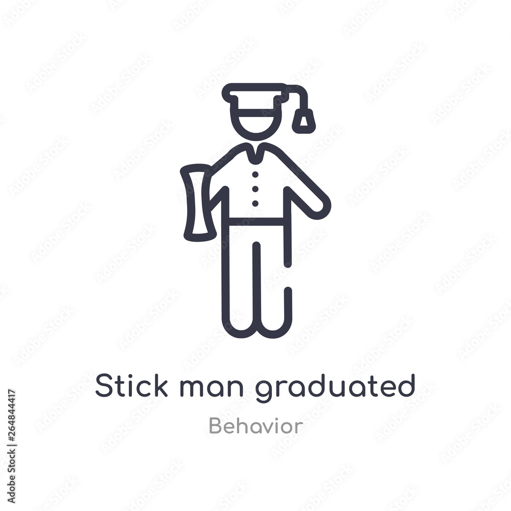Poster stick man graduated outline icon. isolated line vector illustration from behavior collection. editab