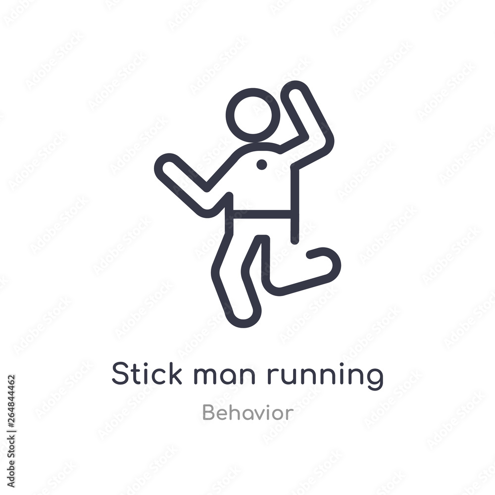 Aufkleber stick man running outline icon. isolated line vector illustration from behavior collection. editable