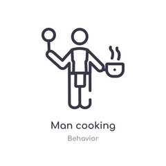 man cooking outline icon. isolated line vector illustration from behavior collection. editable thin stroke man cooking icon on white background