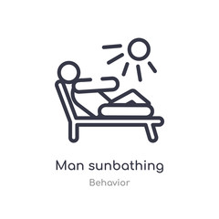 man sunbathing outline icon. isolated line vector illustration from behavior collection. editable thin stroke man sunbathing icon on white background