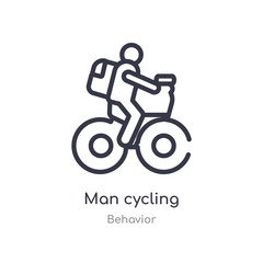 man cycling outline icon. isolated line vector illustration from behavior collection. editable thin stroke man cycling icon on white background